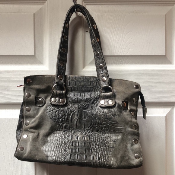 Hammitt Crocodile Grey Grey Studded Tote handbag used - Picture 6 of 16